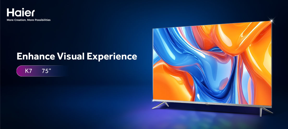 Haier TV รุ่น H75K7UG 75" 4K HQLED HDR10 UHD Smart Google TV with Dolby Vision& Atmos