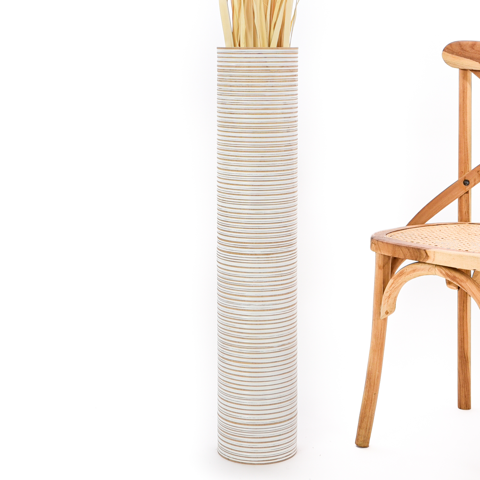 Vasora Large Floor Vase แจกันไม้ทรงกระบอก ไม้มะม่วงแกะลาย สไตล์มินิมอล ...
