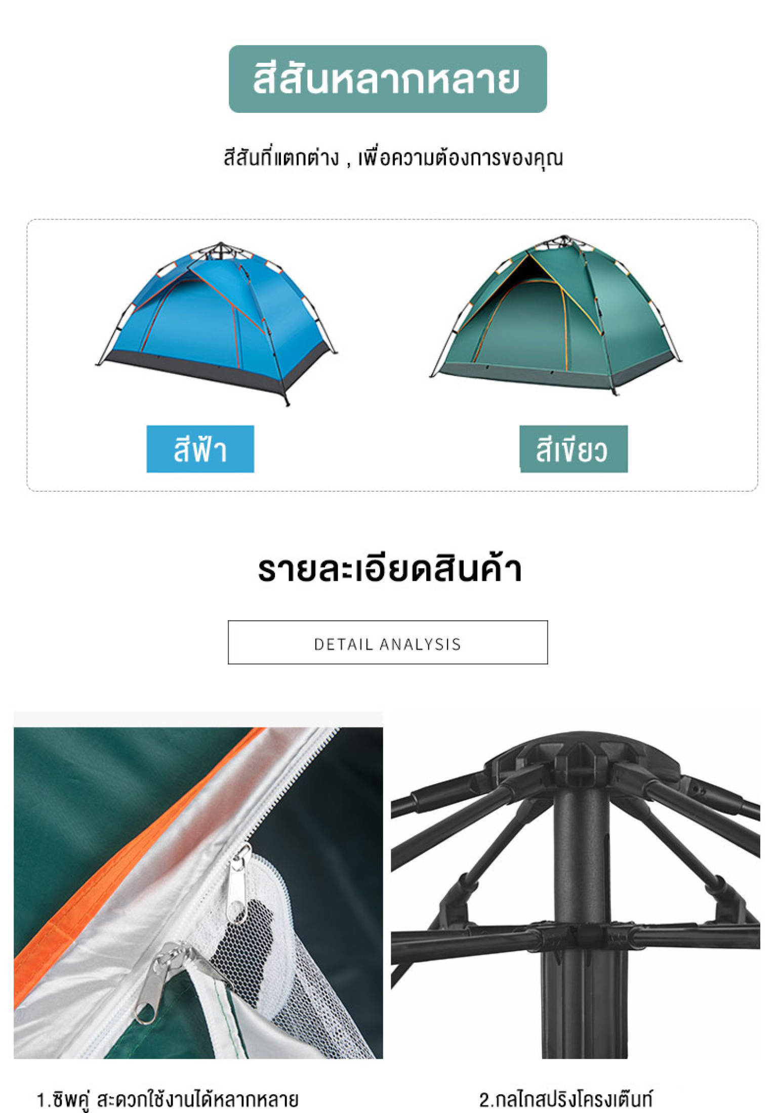 เต็นท์ เต็นท์กางอัตโนมัติ เต็นท์ปิกนิก ป้องกันแสงแดด และ กันฝน พื้นที่ภายในขนาดใหญ่ สำหรับ4-6ท่าน เต็นท์สนาม เต๊นท์อัต