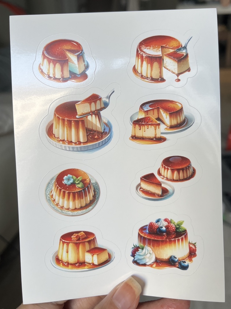 sticker japanese custard pudding flan caramel สติกเกอร์คัสตาร์ด คาราเมล ...