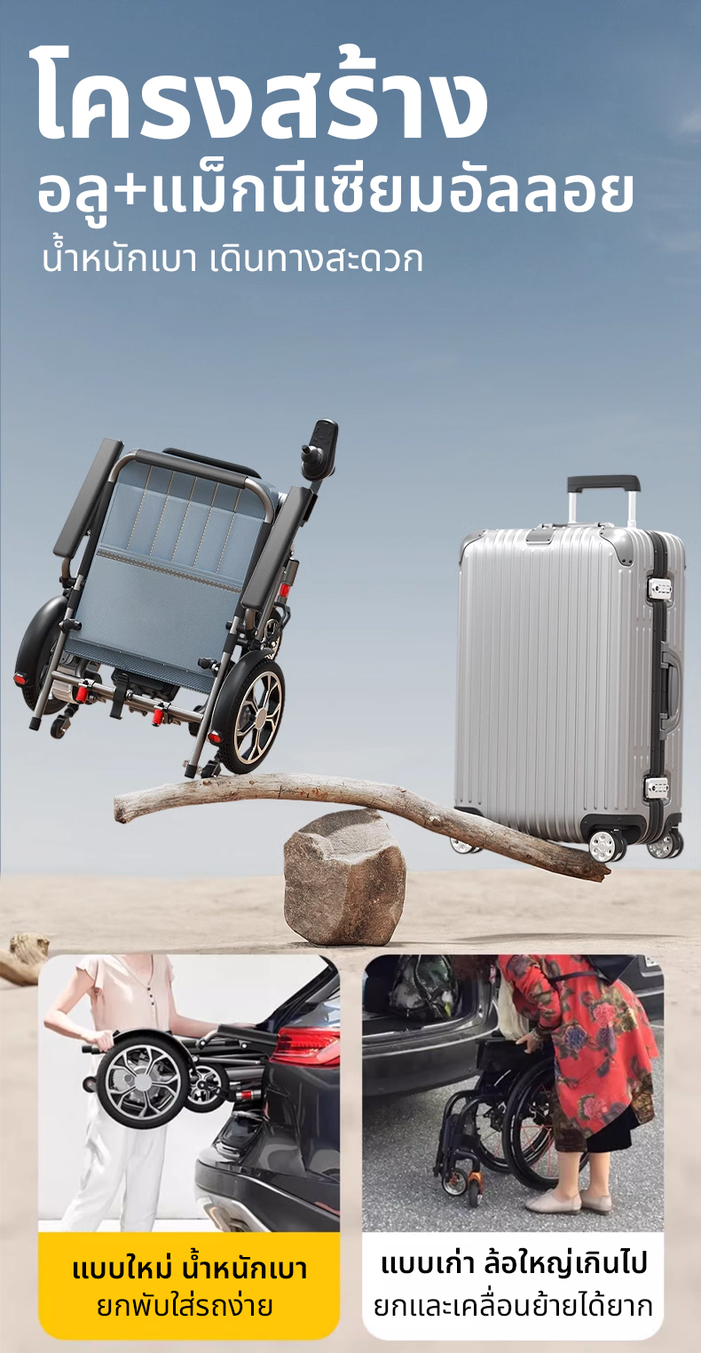 Synergy > รุ่น INSPIRE 17 > รถเข็นไฟฟ้าพับได้ น้ำหนักเบา 17 กก. > เพื่อการเคลื่อนที่อิสระ พกพาสะดวก