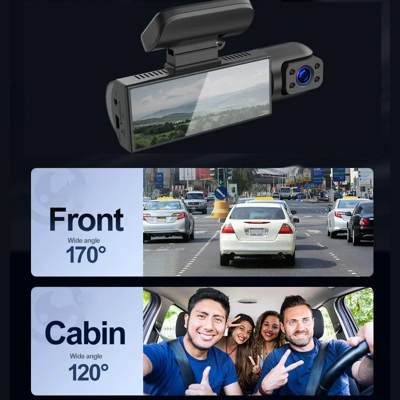 กล้องรถยนต์ 1080P HD 3กล้อง/กล้องหน้ารถ ภายใน/หลังรถ ตัวช่วยย้อนกลับ ...