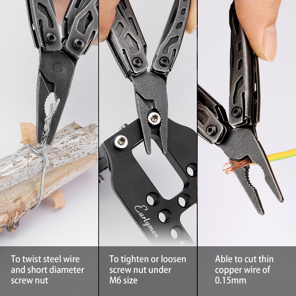 NexTool MultiTool W2 8 in 1 multifunctioneel gereedschap met verstelbare moersleutel, multifunctionele tang, mes, schroevendraaier en vijl, multitool met 9 in 1 bitset en nylon tas