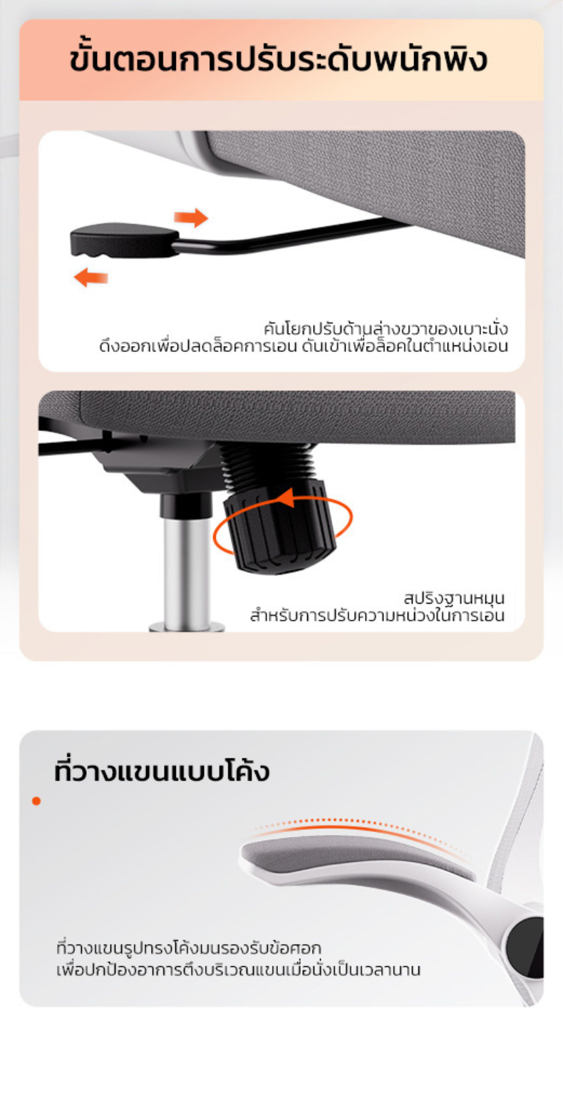 Deli เก้าอี้ทำงานเพื่อสุขภาพ นุ่มสบาย ตามหลักสรีระศาสตร์ Ergonomic เก้าอี้สีดำ เก้าอี้สีเทา ระบายอากาศดีเยี่ยม เก้าอี้ทำงาน เก้าอี้ออฟฟิศ ที่นั่งสำนักงาน พร้อมพนักพิงศีรษะ ที่พักขา Ergonomic Office chair