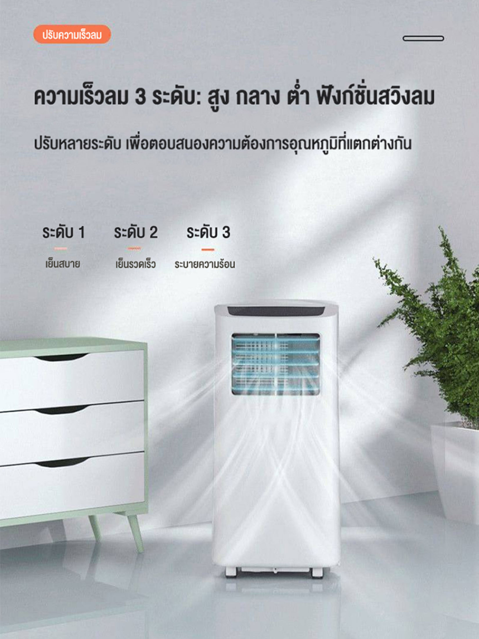 Ksrain แอร์เคลื่อนที่ 12000-16000BTU แอร์บ้านเล็ก portable air conditioner Touch Control LED Display
