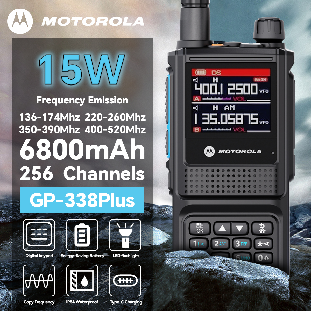 【หูฟังฟรี】GP338 Plus สองทาง 15 วัตต์ 4 Bands 10km 6800mAH | Shopee Thailand