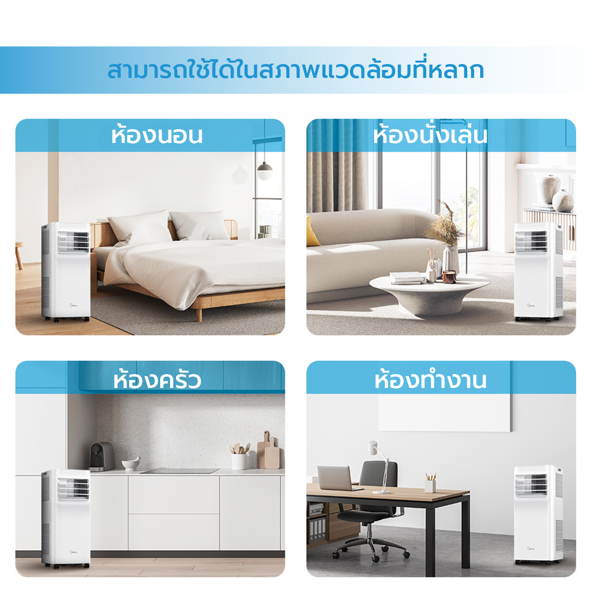 Midea Portable Air MPA แอร์เคลื่อนที่ไมเดีย Portable Air ขนาด 5000/7000/12000 BTU เย็นเร็ว, หน้าจอแสดงผล LED , ติดตั้งง่าย มีรีโมตคอนโทรล