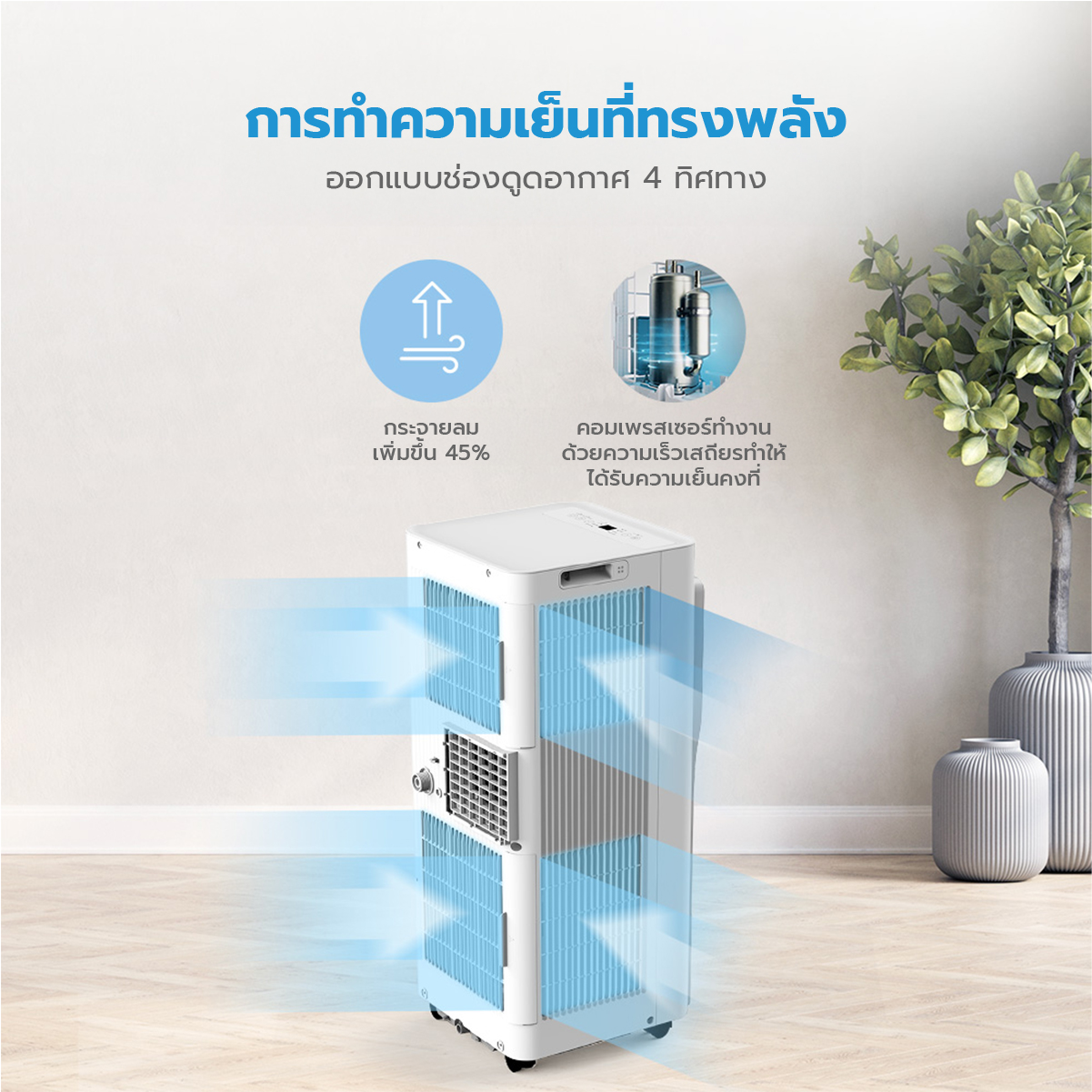 Midea Portable Air MPA แอร์เคลื่อนที่ไมเดีย Portable Air ขนาด 5000/7000/12000 BTU เย็นเร็ว, หน้าจอแสดงผล LED , ติดตั้งง่าย มีรีโมตคอนโทรล