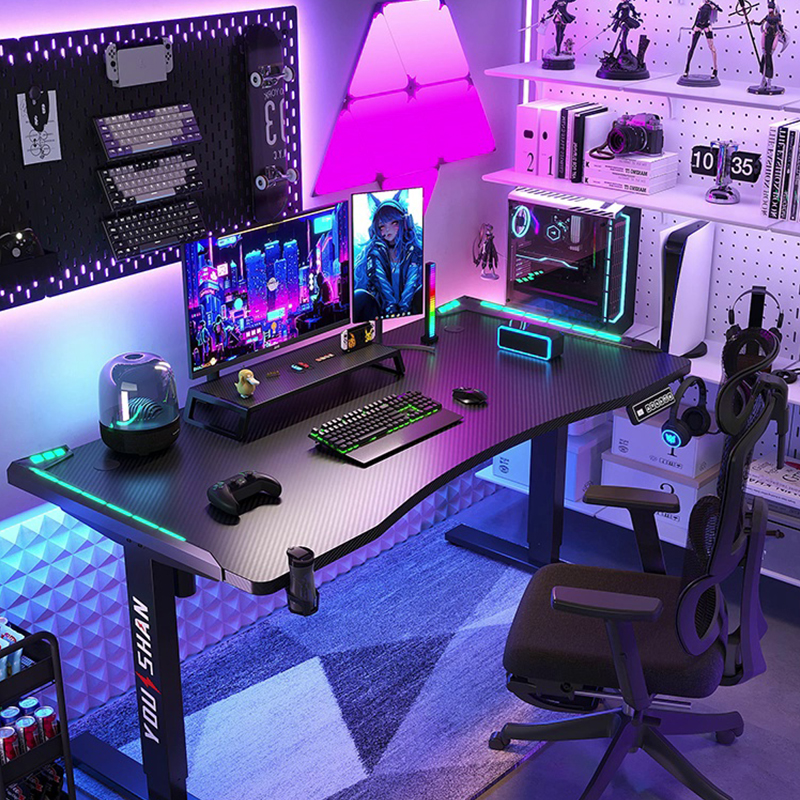 LVNI Electric Smart Desk โต๊ะเกมมิ่งปรับระดับไฟฟ้า โต๊ะเกมมิ่งปรับระดับ สีดำ สีขาว สีชมพู ผิวคาร์บอนไฟเบอร์ โต๊ะคอม โต๊ะทํางาน โต๊ะไฟฟ้าไฟ RGB โต๊ะปรับความสูง Gaming Table ลดราคาพิเศษ ด่วน! ต้องมี