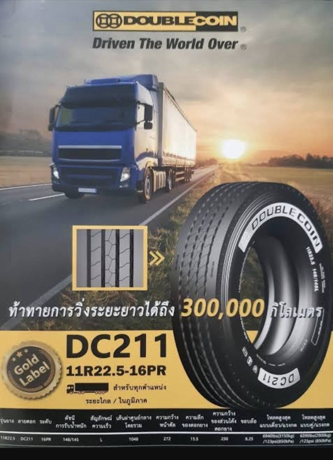 ยางรถบรรทุก DOUBLECOIN รุ่น DC211 ขนาด 11R22.5 ผ้าใบ16ชั้น | Shopee ...