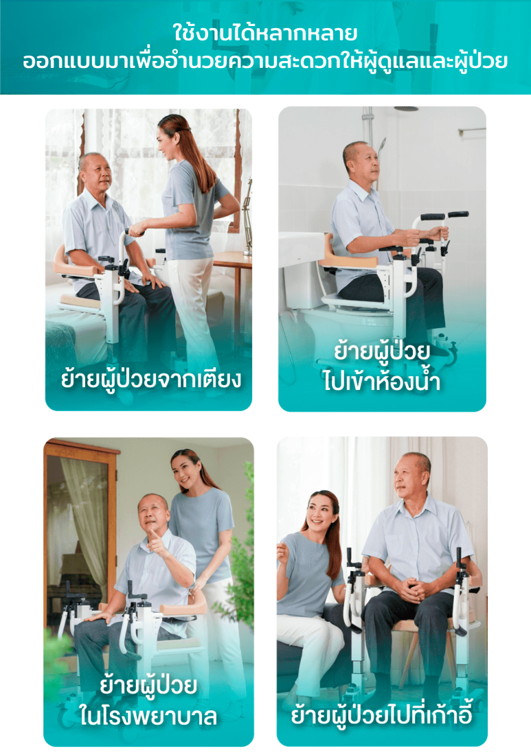 Synergy รุ่น iMOVE Model 2 รถเข็นเคลื่อนย้ายผู้ป่วย อเนกประสงค์ ช่วยดูแลผู้ป่วยติดเตียง ผ่อนแรงผู้ดูแล