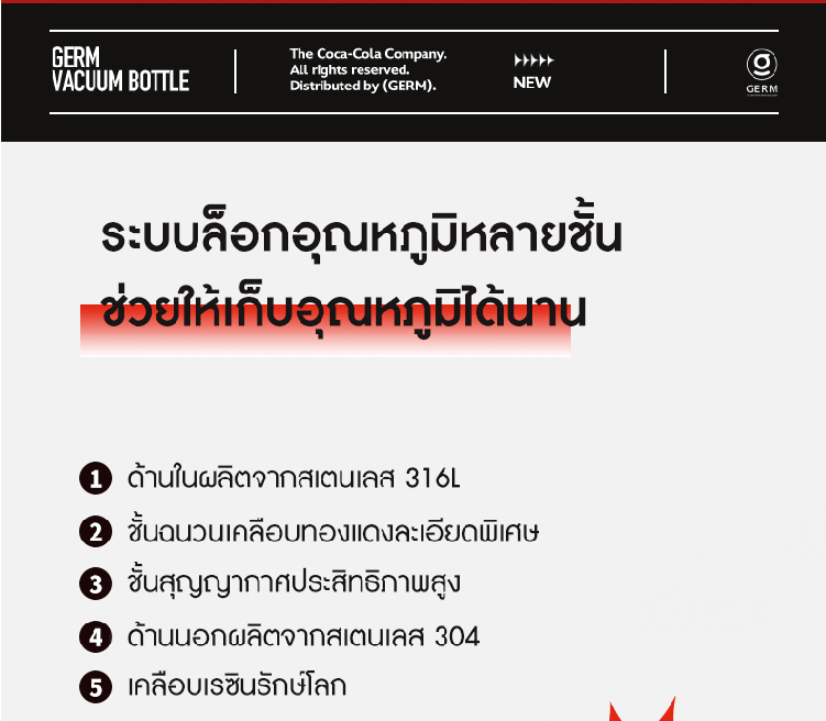 ของขวัญคริสต์มาส COCA COLA x GERM แก้วน้ำเก็บความเย็น 19oz กระติกน้ํา ...