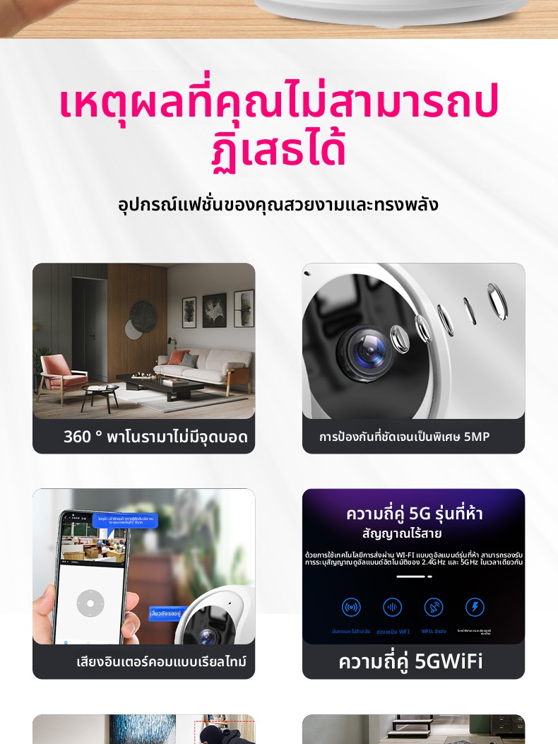กล้องวงจรปิดไร้สาย Full HD 2ล้านพิกเซล ซ่อนเสาอากาศWi-Fi IP Camera ...