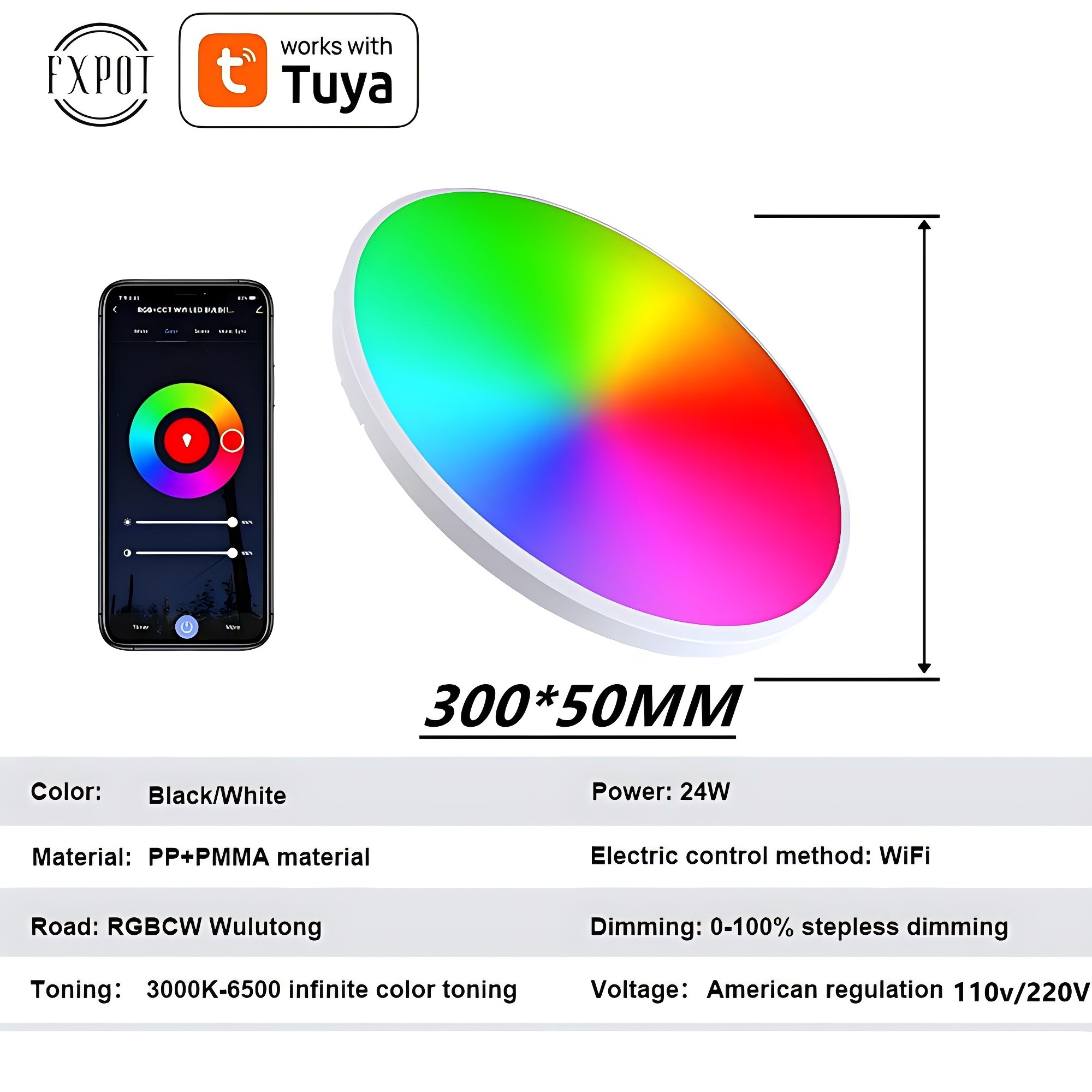Tuya สมาร์ท WiFi เพดานไฟ RGB รอบสภาพแวดล้อมแสงแฟนตาซีสี APP ควบคุมพอดี ...