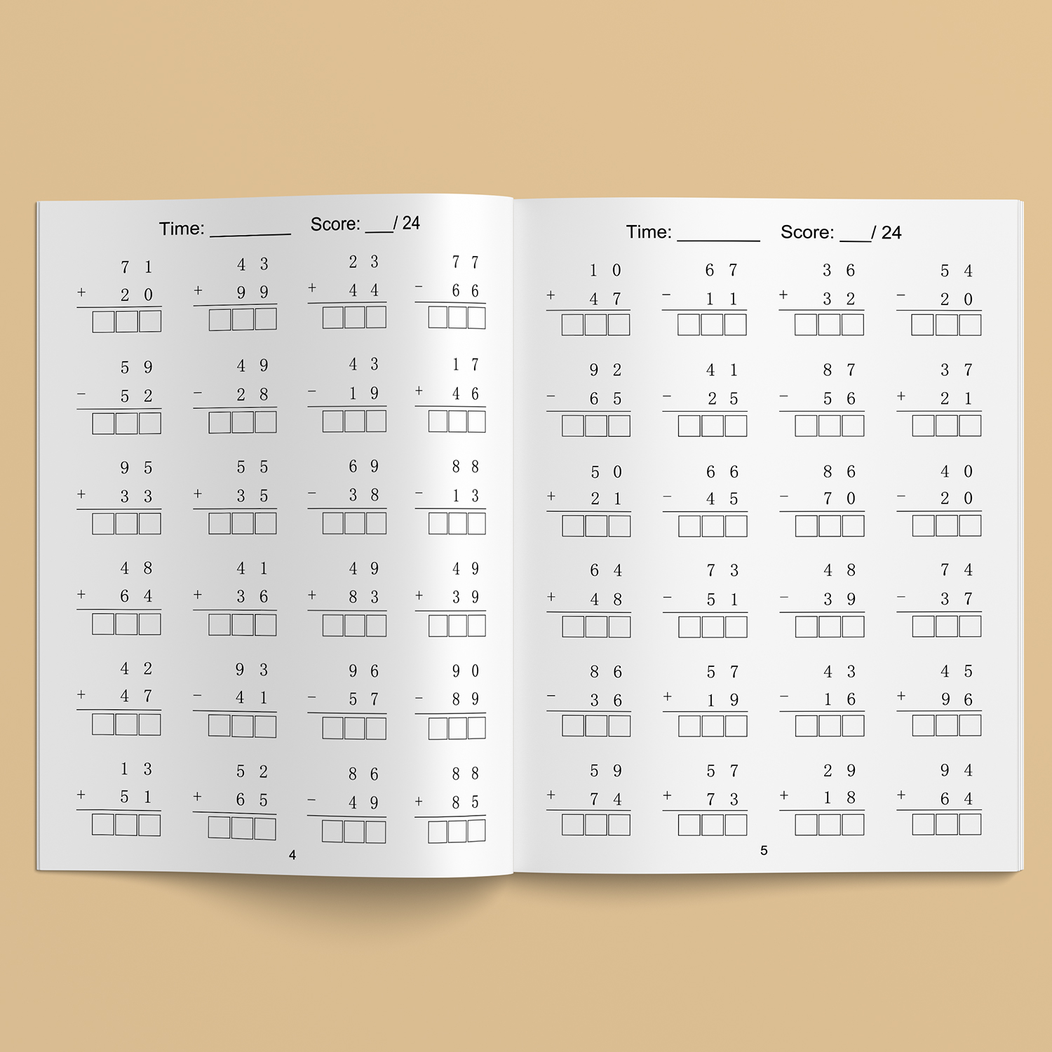 32 Pages Digit 0-20 Addition and Subtraction Math Workbook for Kids ...