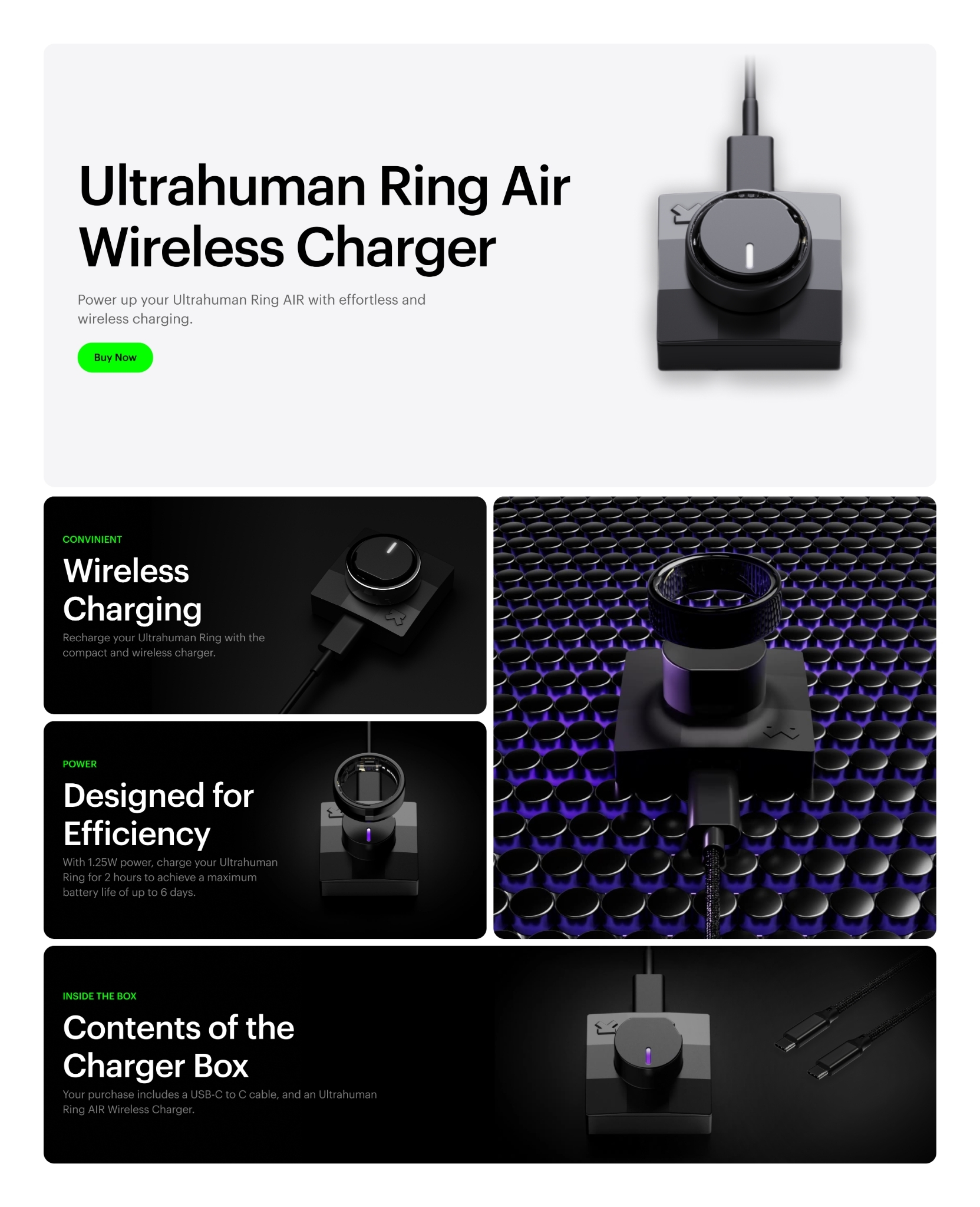 Ultrahuman Ring Air Charger – Fast USB-C Wireless Dock, 2H Quick Charge ...