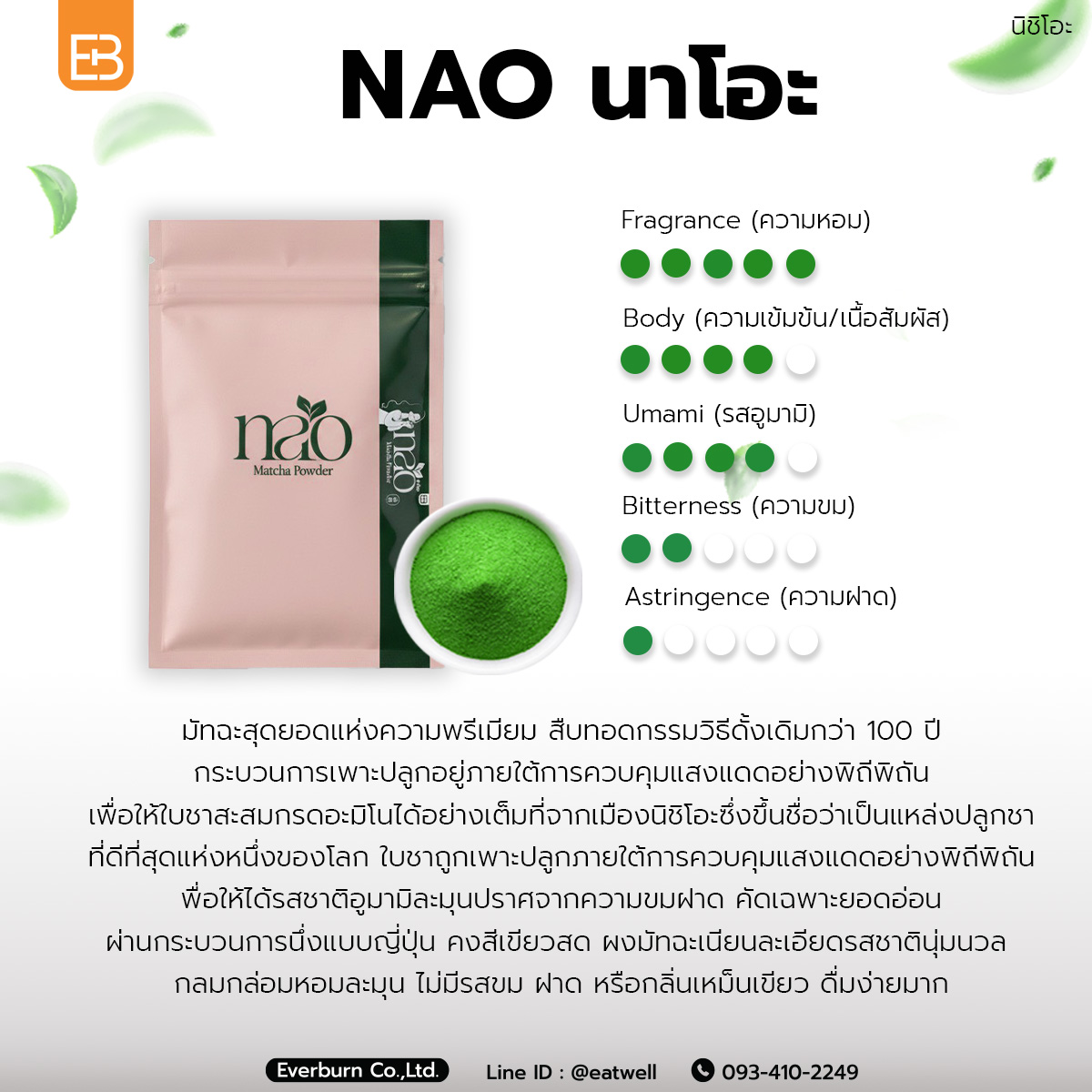Nao Matcha 20g. Japan นาโอะมัทฉะประเทศญี่ปุ่น ของแท้ 100% (Permium ...