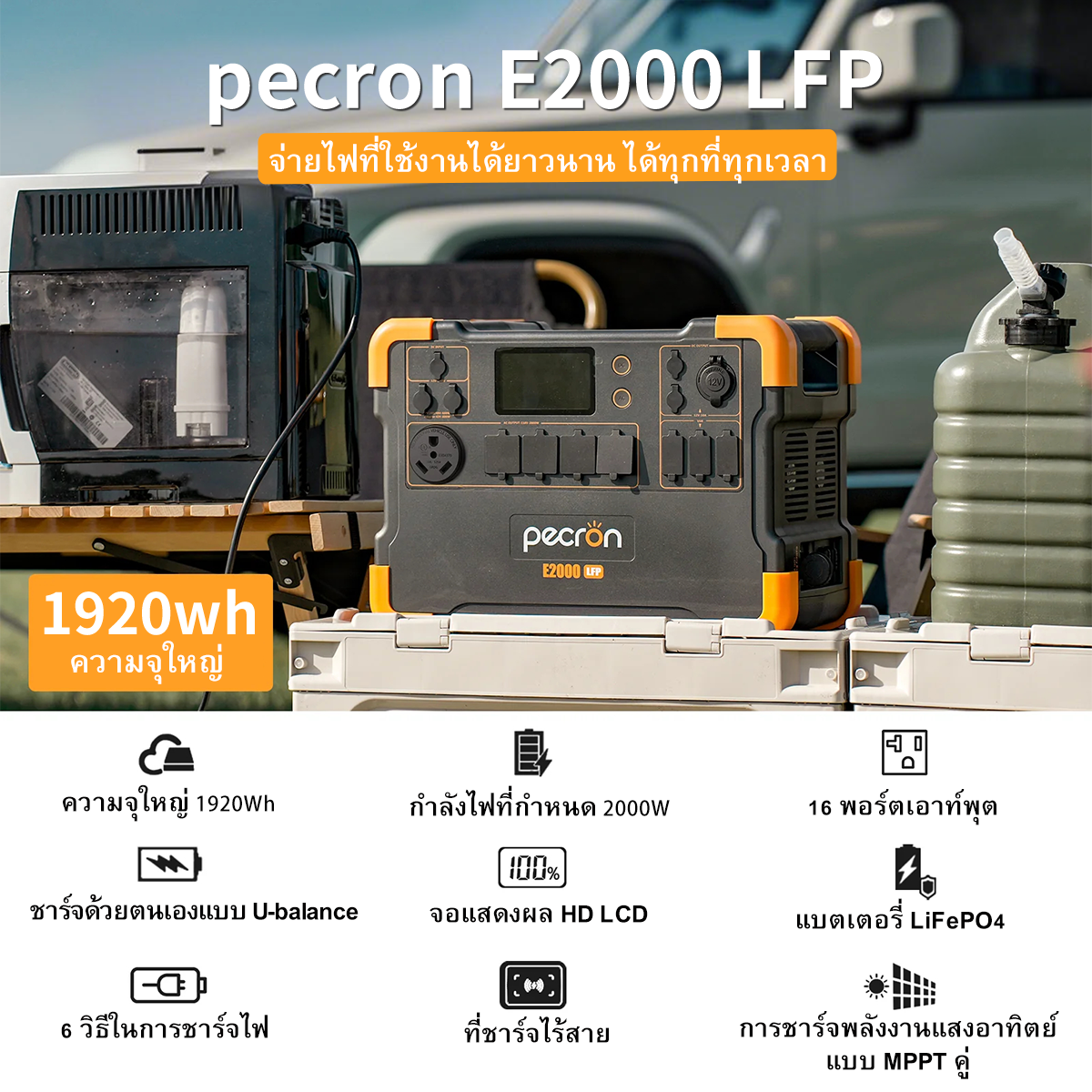 Pecron E2000LFP Portable Power Station 1920Wh/2000W แบตเตอรี่สำรองพกพา ...