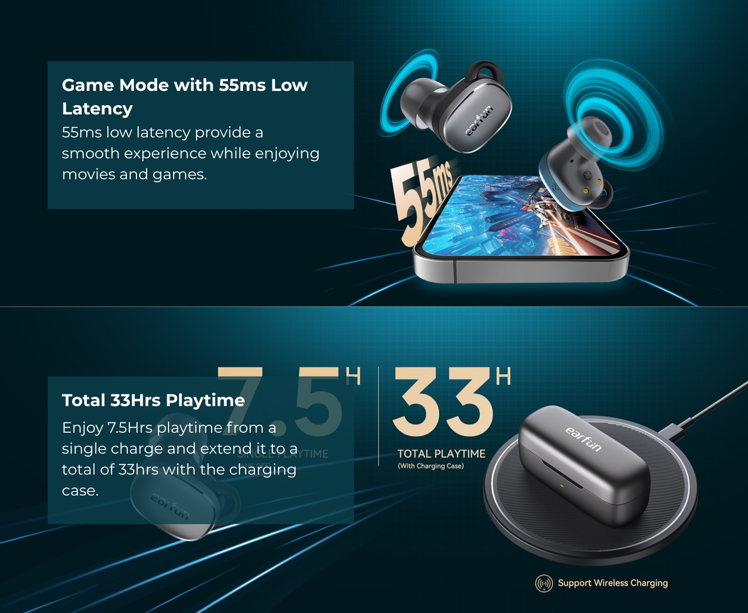 EarFun Free Pro 3 หูฟังไร้สาย หูฟังบลูทูธ ANC 43dB Snapdragon Sound ...