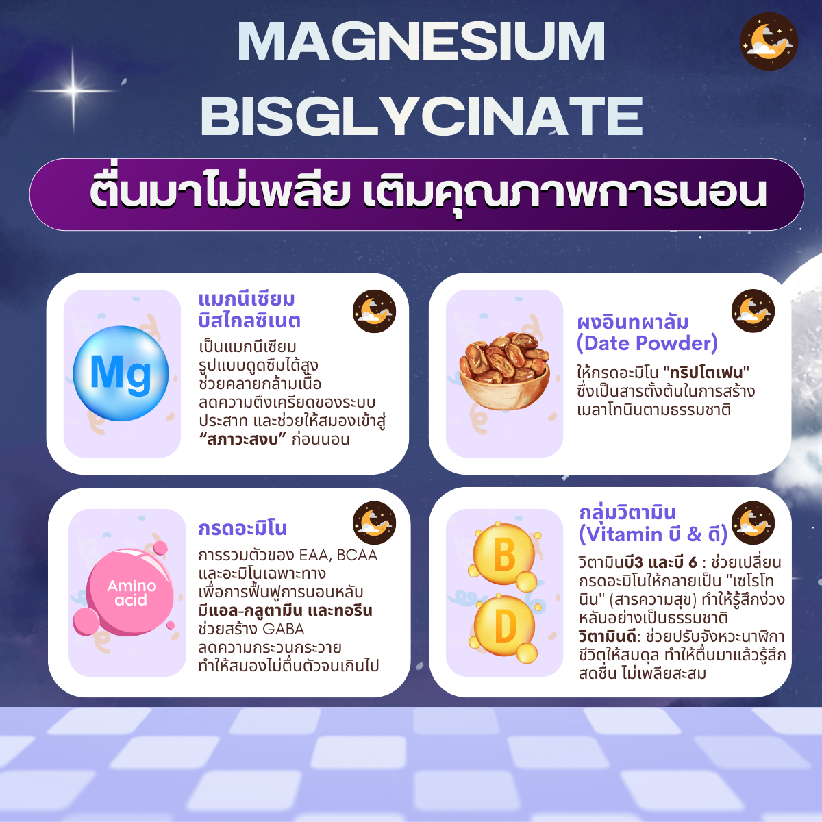 1 แถม 1 (แมกนีเซียม) Date Palm Plus 30แคปซูล วิตามินคนหลับยาก มี ...