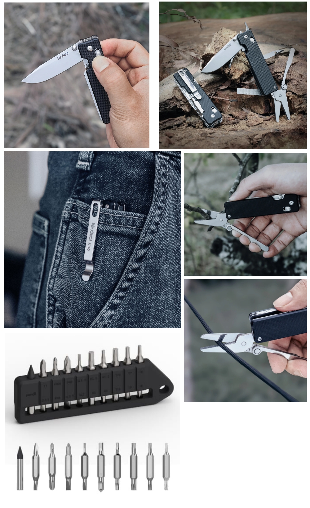มีดและเครื่องมืออเนกประสงค์ NexTool Knight K30 + ชุดหัวไขควงขนาดต่างๆ ...