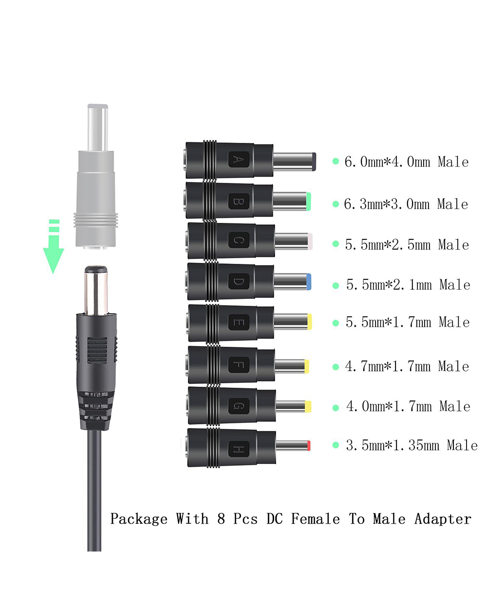 ชุดแปลงหัวอะแดปเตอร์ 8ชิ้น/ชุด DC Adapter 5.5*2.1mm | Shopee Thailand