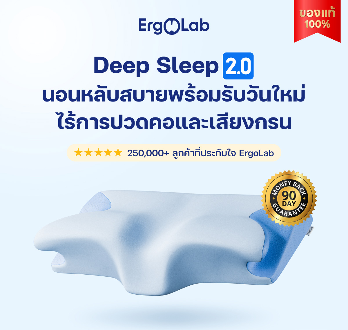 หมอน ErgoLab Deep Sleep 2.0 หมดปัญหาปวดคอ ไม่ต้องกังวลเรื่องกรน เย็น ...