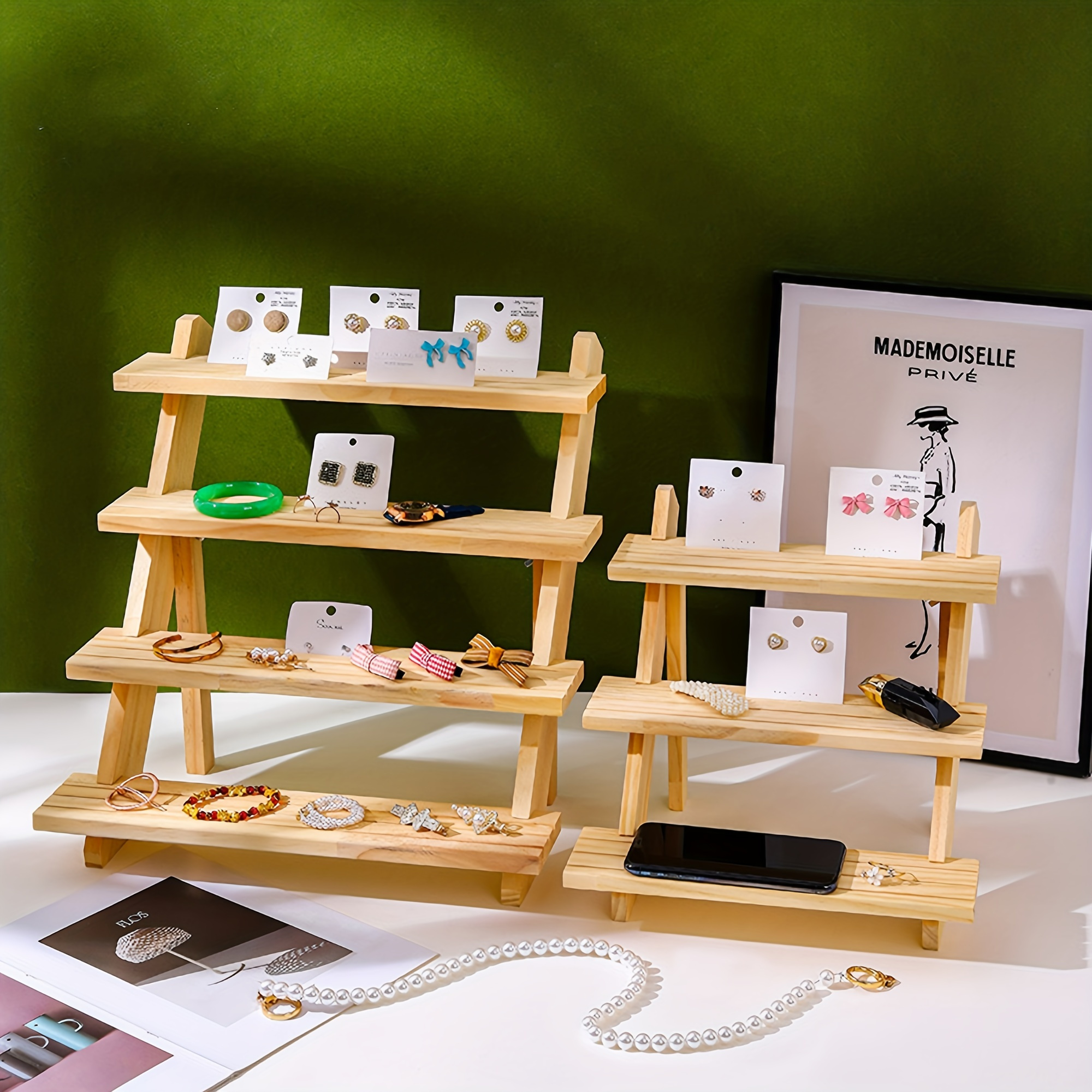 ถูกที่สุด Multi-Layer Wooden Earring Display Rack Stand Desktop Storage ...