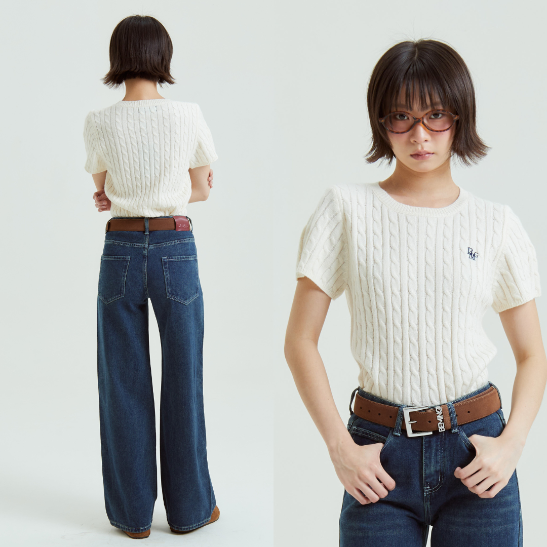 Bemingtop1030(S-XL)-BMG Short Sleeve Knit – เสื้อไหมพรมลายเปียแขนสั้น ...