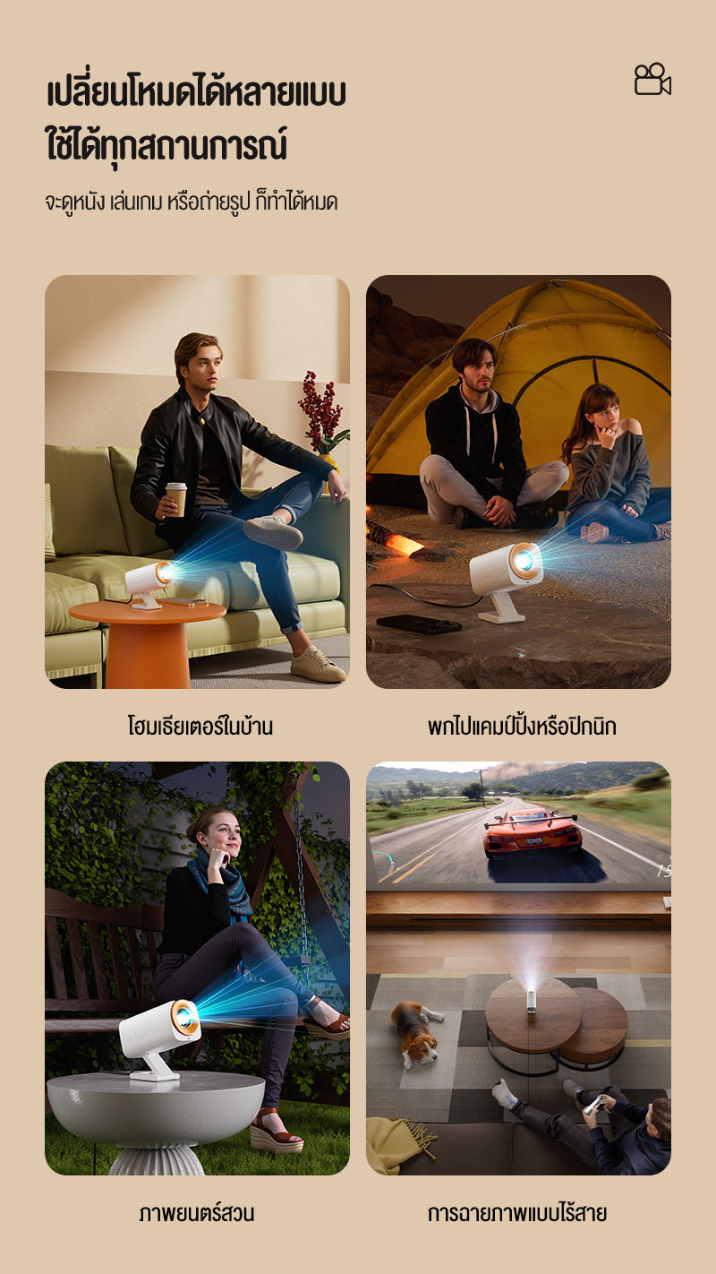 โปรเจคเตอร์ android 12 projector mini projector android box WiFi 6 และ ...