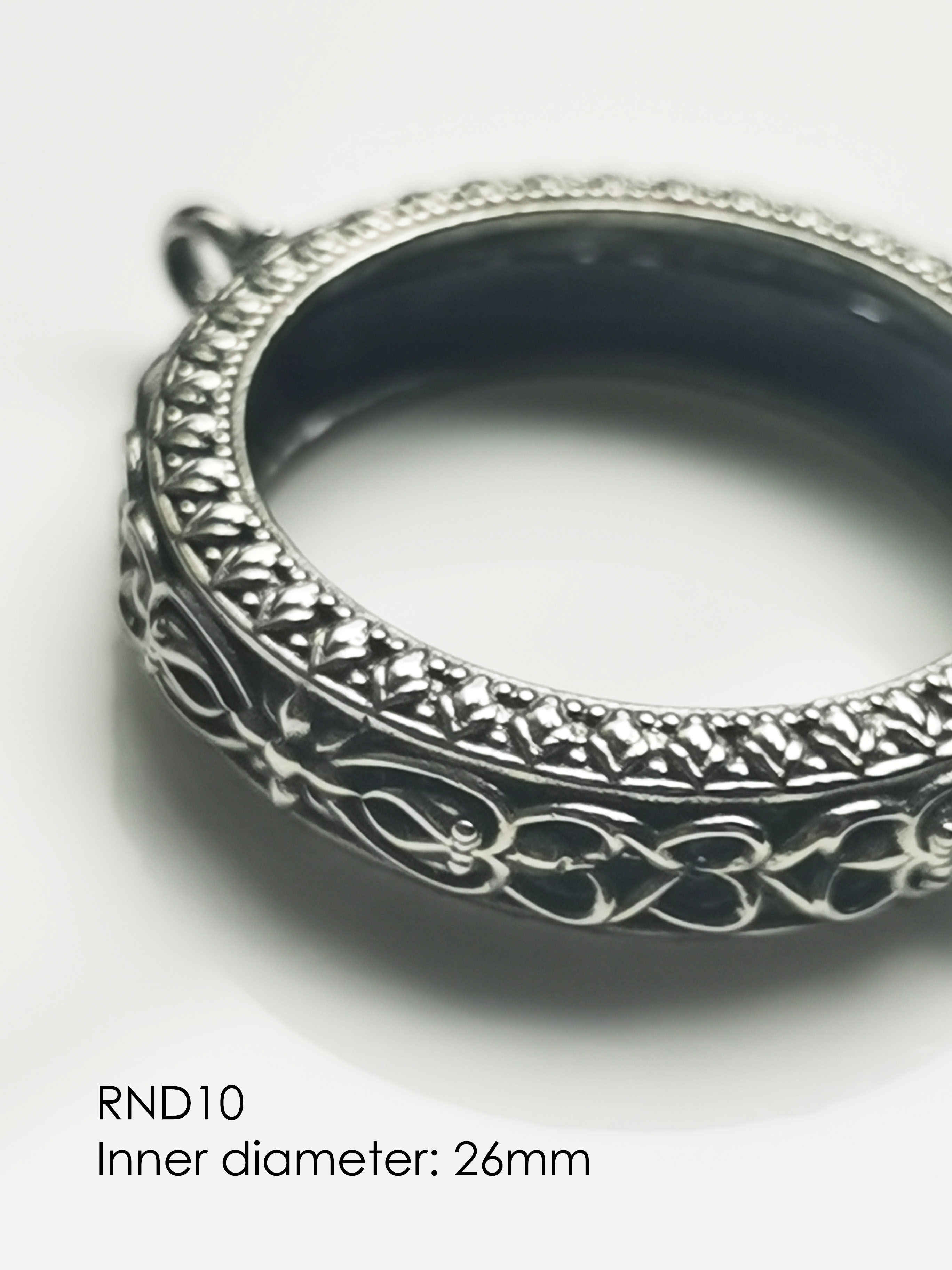 RND10Whitebrass Round amulet casing กรอบพระ ไวท์บราส ทรงกลม หน้าจอ ...