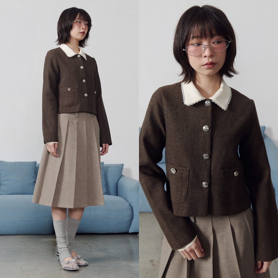 (พร้อมส่ง)Bemingtop1016(S-3XL)-BMG Tweed-Lookคาร์ดิแกนทรงเบลเซอร์เรียบ ...