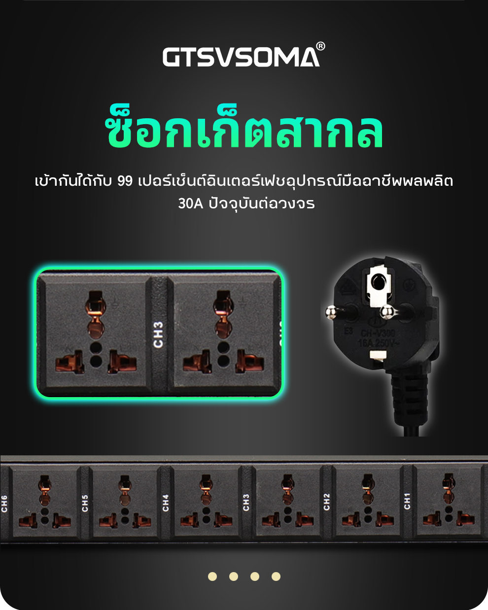 GTSVSOMA DR308 10 หลุม 220V Rack Mount Power Outlet ลดผลกระทบของ ...