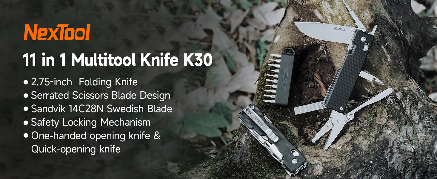 มีดและเครื่องมืออเนกประสงค์ NexTool Knight K30 + ชุดหัวไขควงขนาดต่างๆ ...