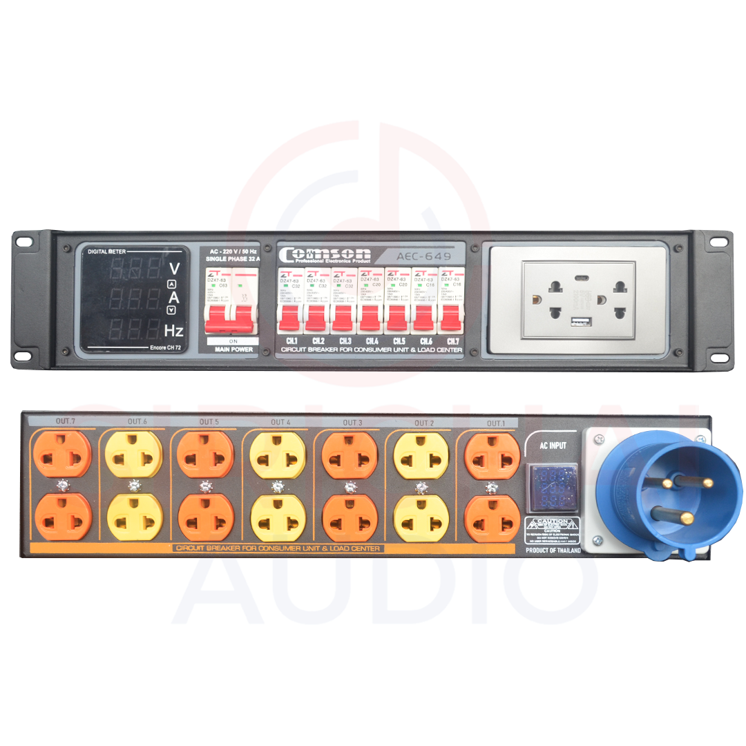 ปลั๊กโหลด หม้อดึงไฟ COMSON รุ่น AEC649 (POWER LOAD CENTER 8Way+5V USB ...