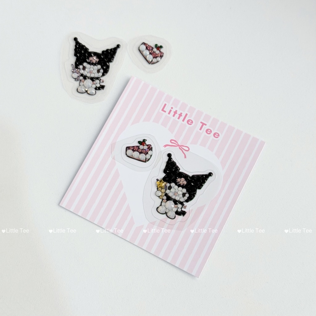 Sanrio Jewel Sticker Kuromi Set2ชิ้น🎀 สติกเกอร์ซานริโอ้แท้ ติดคริสตัลเพ ...