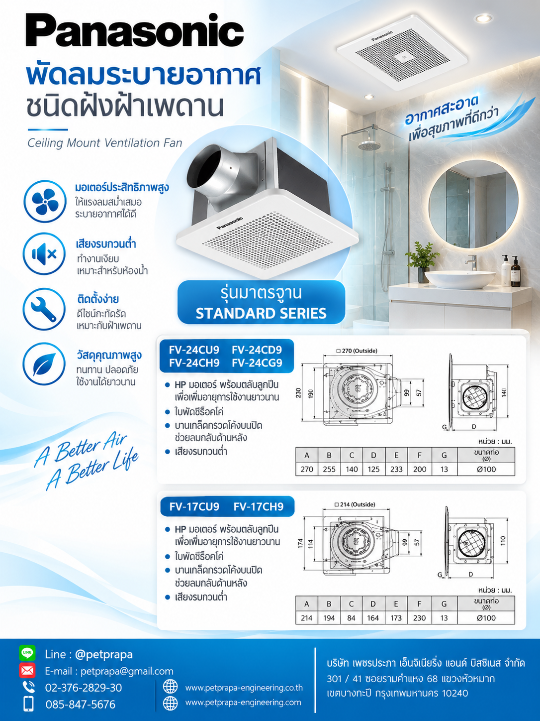 FV-24CHR2 Panasonic Ceiling Mount Type Motion Sensor พัดลมระบายอากาศ ...