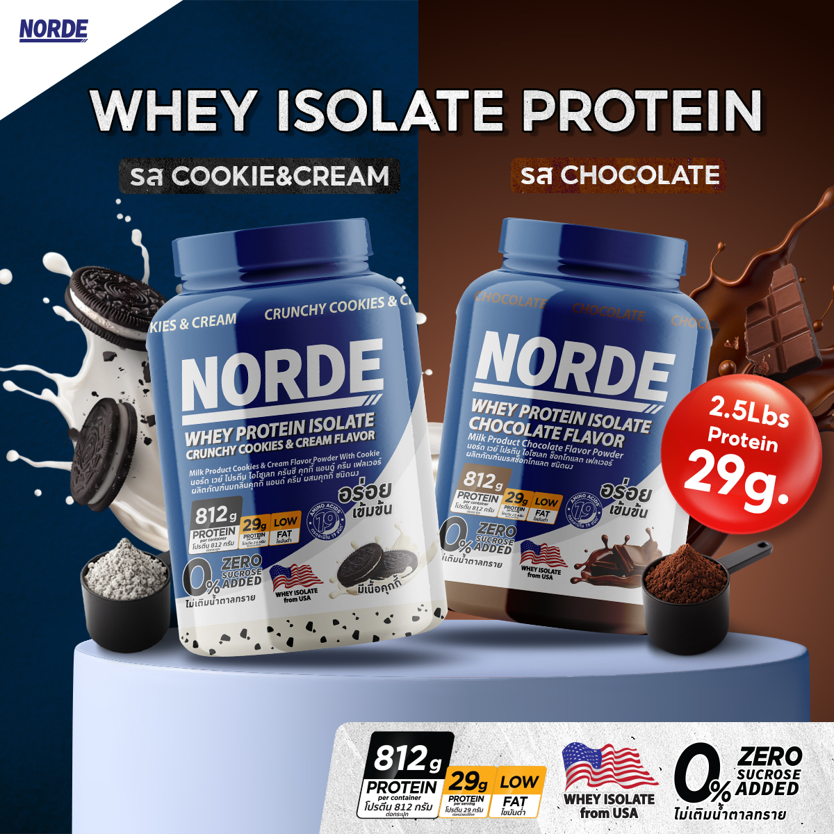 Norde Whey Protein Isolate เวย์โปรตีน ไอโซเลท สูตรเข้มข้น รสช็อกฯ ...