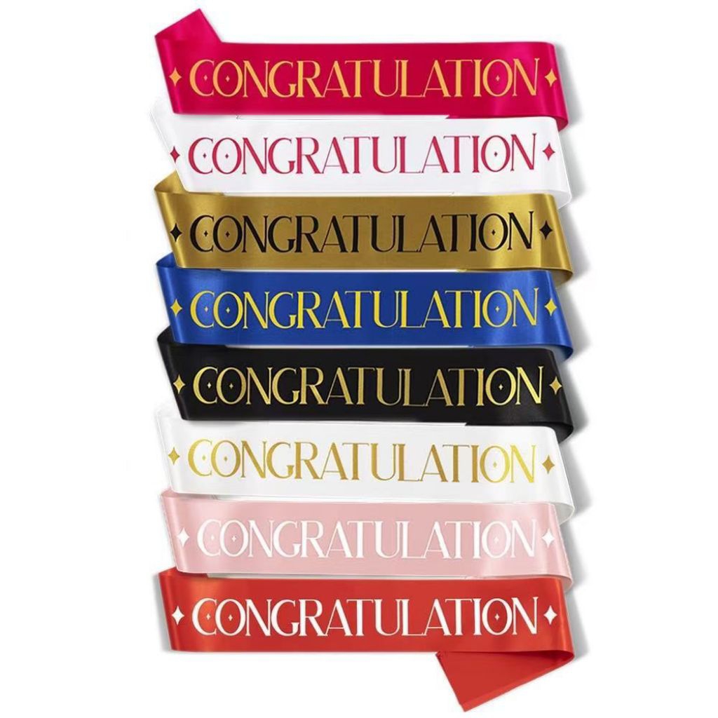 [PREORDER] สายสะพายปัจฉิม Congratulation ผ้าซาติน | Shopee Thailand