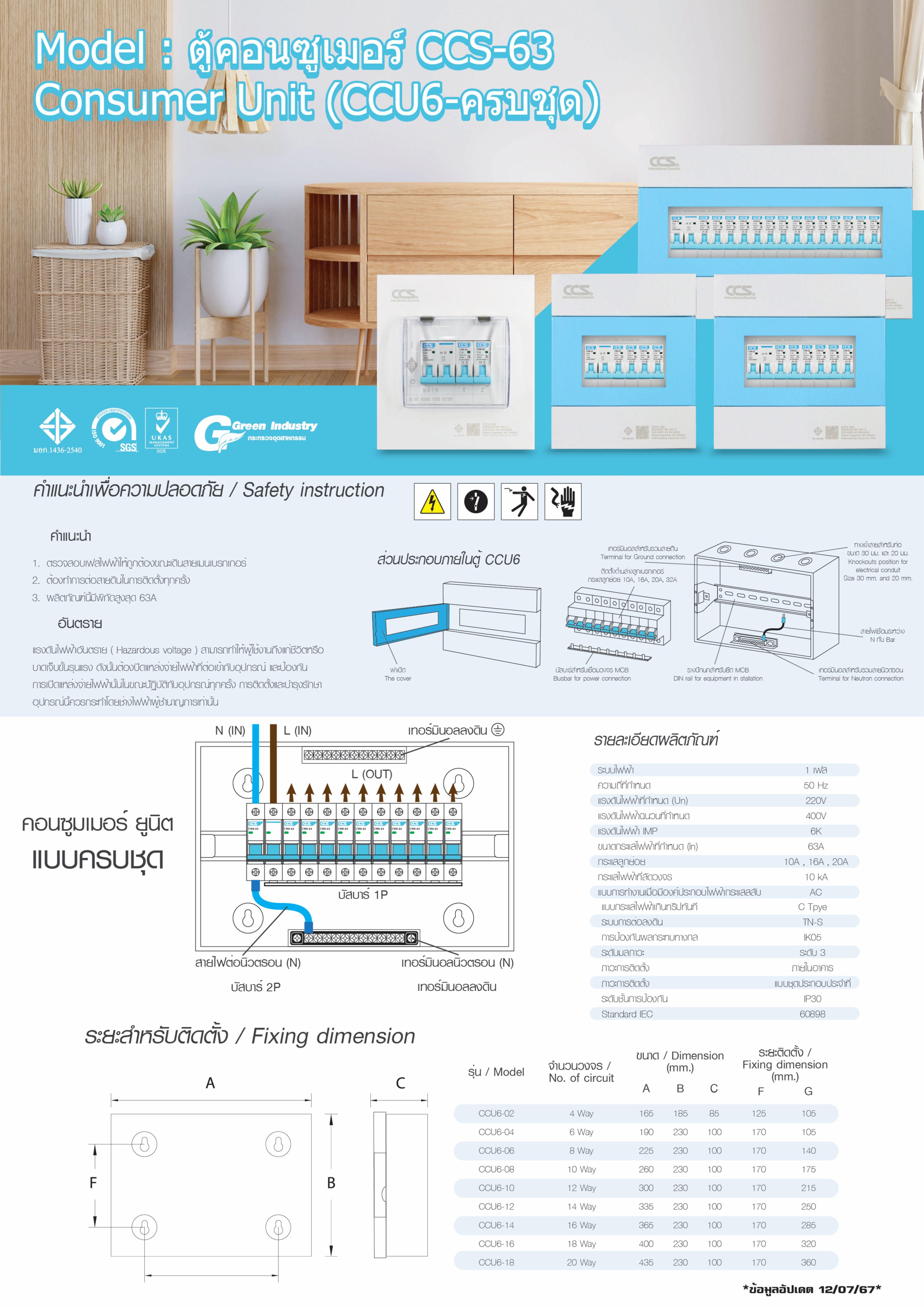 ตู้คอนซูเมอร์ Consumer Unit ตู้ครบชุด 2 ช่อง รุ่น CCU6-02+2 (รับประกัน ...