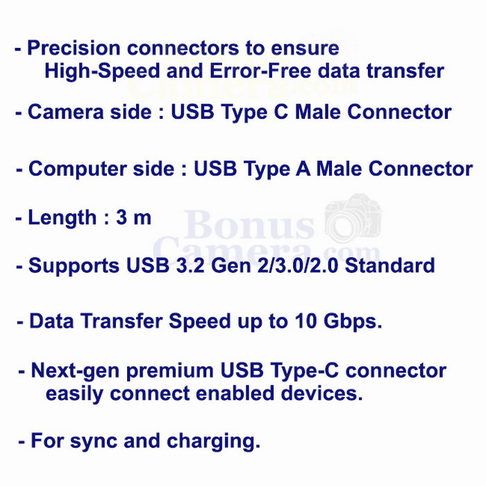 สาย USB ยาว 3m ต่อแคนนอน EOS R,RP,R1,R3,R5,R5 Mk II,R6,R6 Mk II,R6 Mk ...
