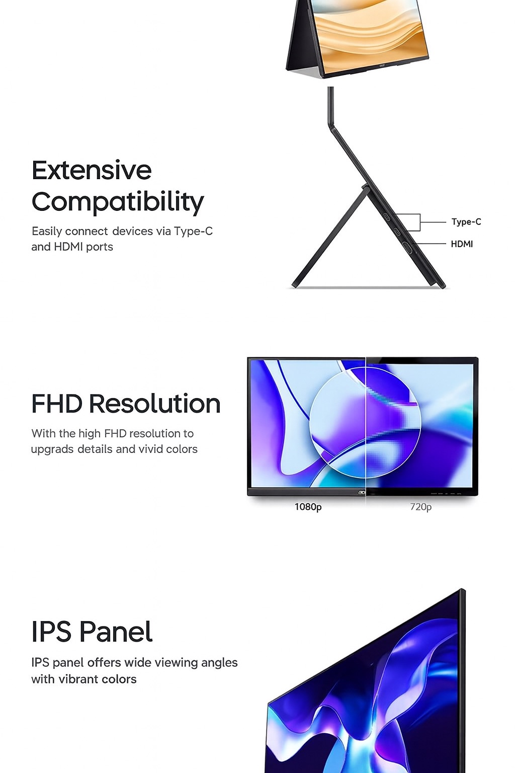 Acer PD243Y E Portable Monitor Dual Screens | 23.8