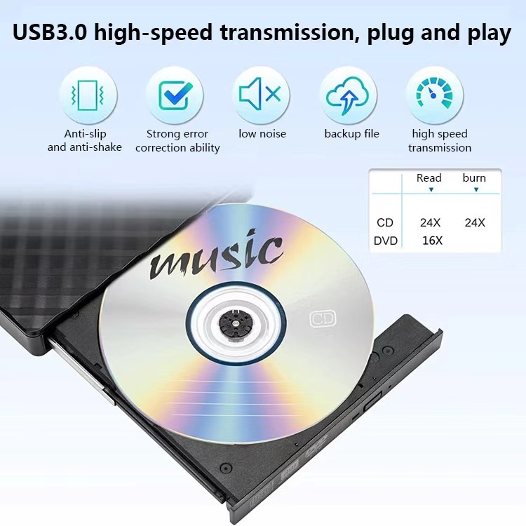 USB 3.0 ภายนอก CD/DVD ROM Player Optical Drive เครื่องเขียนแผ่น DVD RW ...