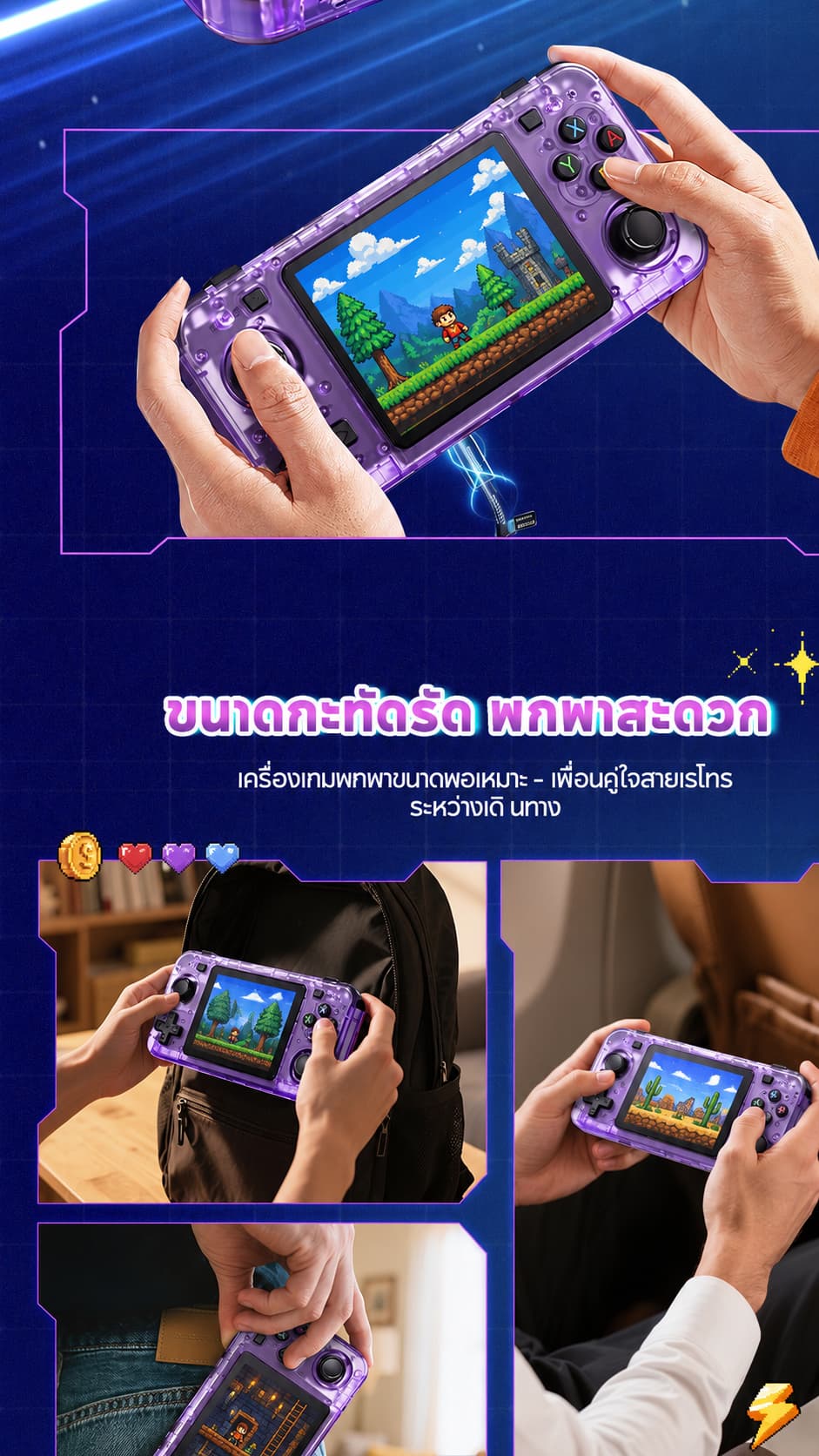 R36H ใหม่เกมพกพา 128G เกมบอย Gaming consoles psp ของเล่น game console ...