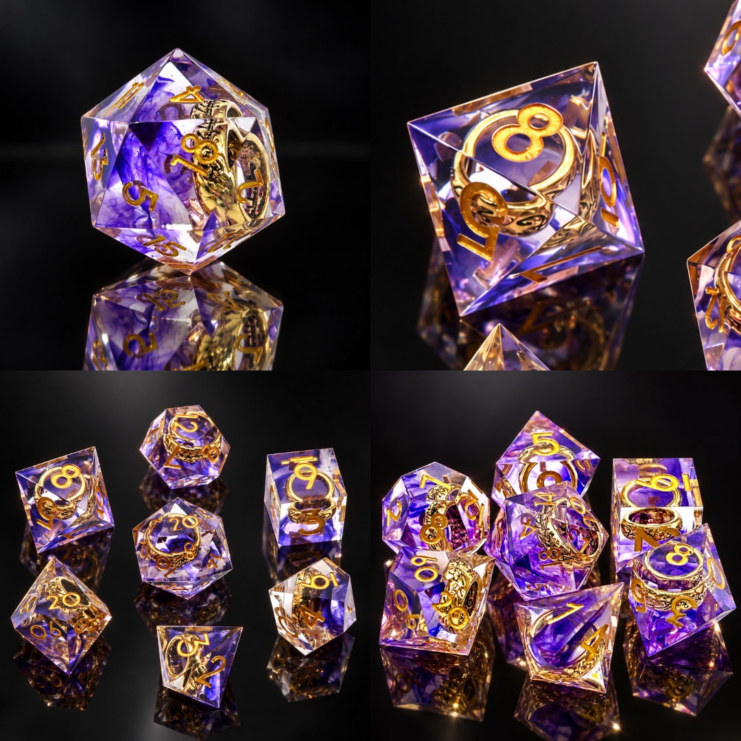 ลูกเต๋า Magic Rune Ring Resin Sharp Edge Dice Set 7 ลายวงแหวนเวทมนตร์ ...