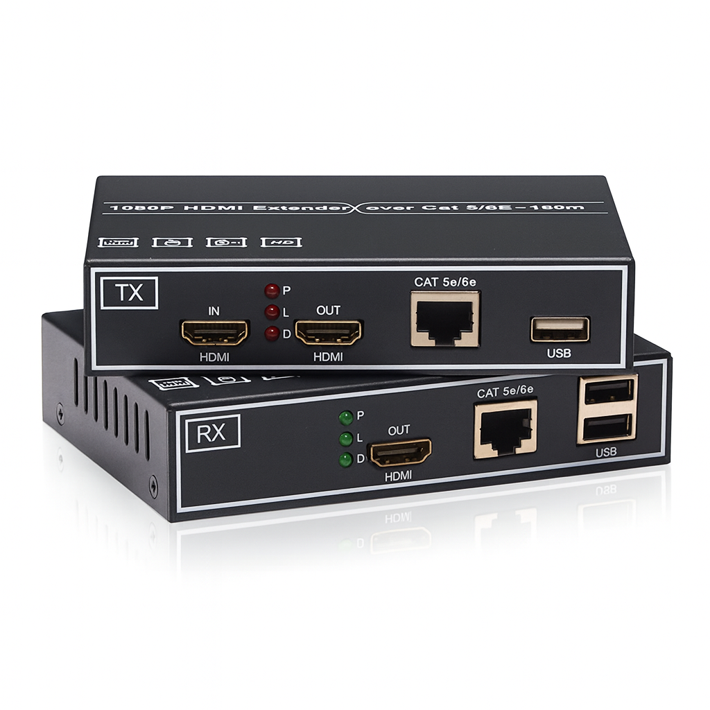 HDMI P2P Extender 150 เมตร ผ่านสาย LAN พร้อม Loop Out + USB KVM ...