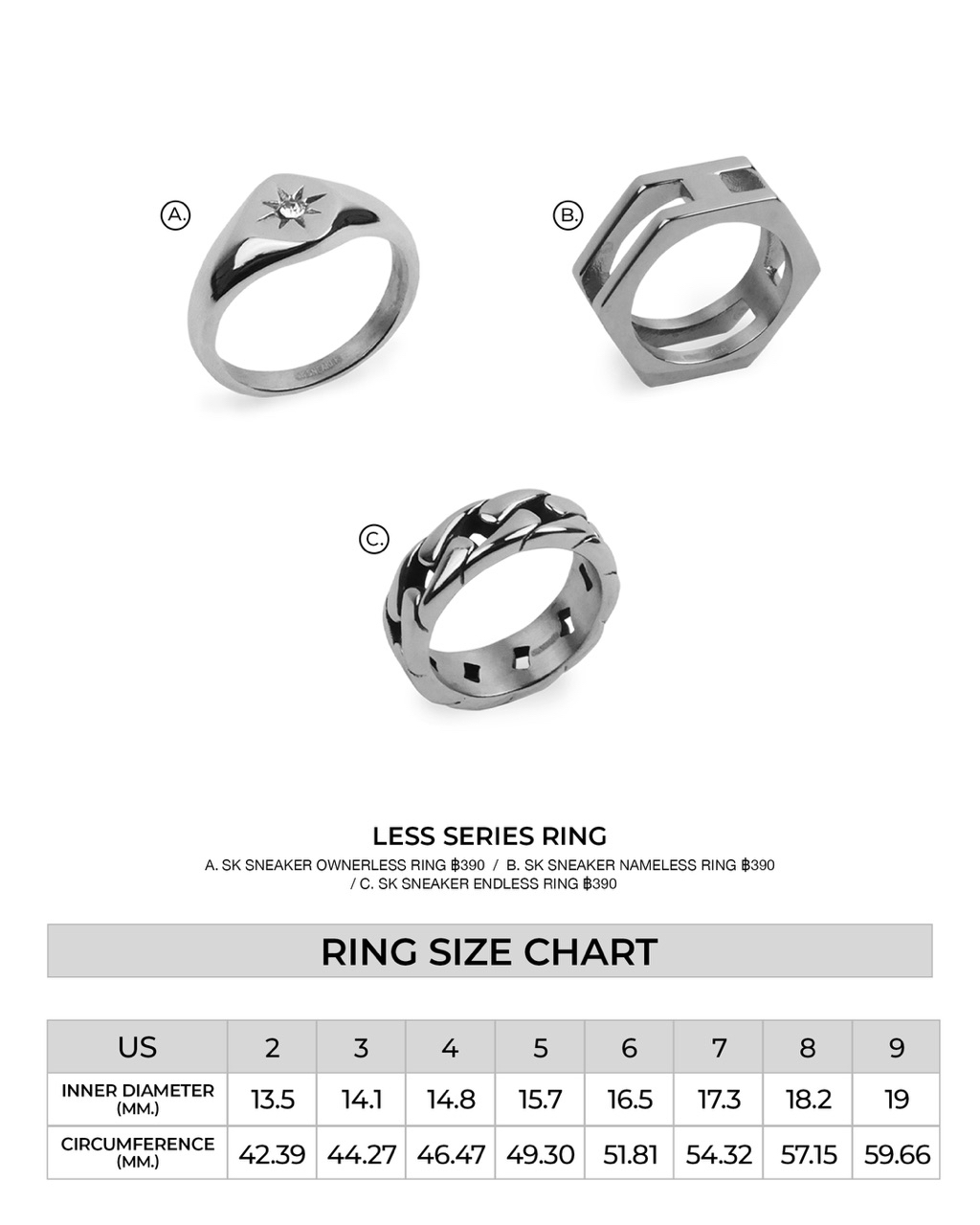 SK SNEAKER LESS SERIES RING สินค้ามีให้เลือก 3 แบบ | Shopee Thailand