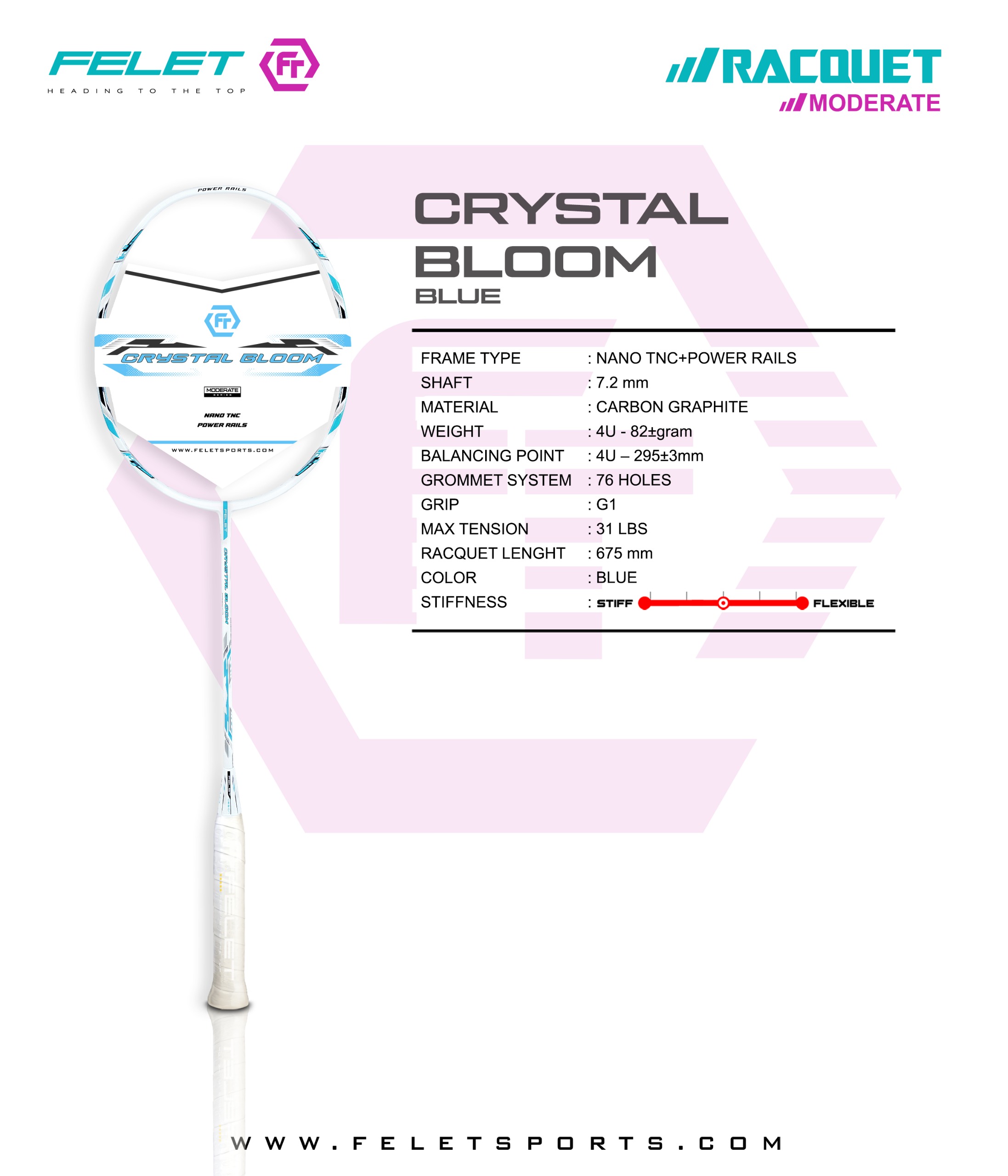 FELET ไม้แบดมินตัน รุ่น BLOOM แถมเอ็น คละสี + ซองหนัง PVC | Shopee Thailand