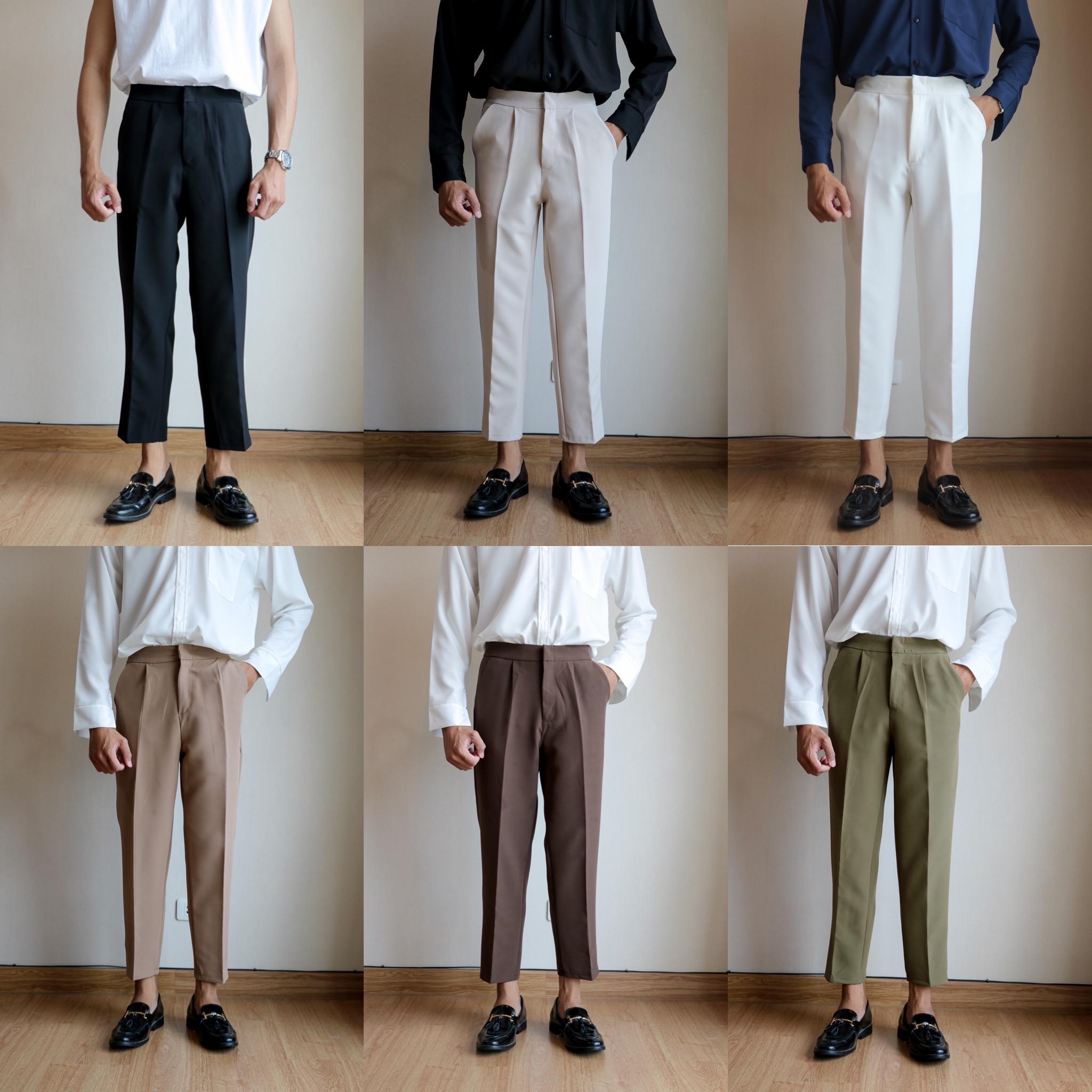 [ยอดขายดี พร้อมส่ง] BARON COMMON Pants กางเกงขายาวสแลคขาเต่อ เอวสูง ...