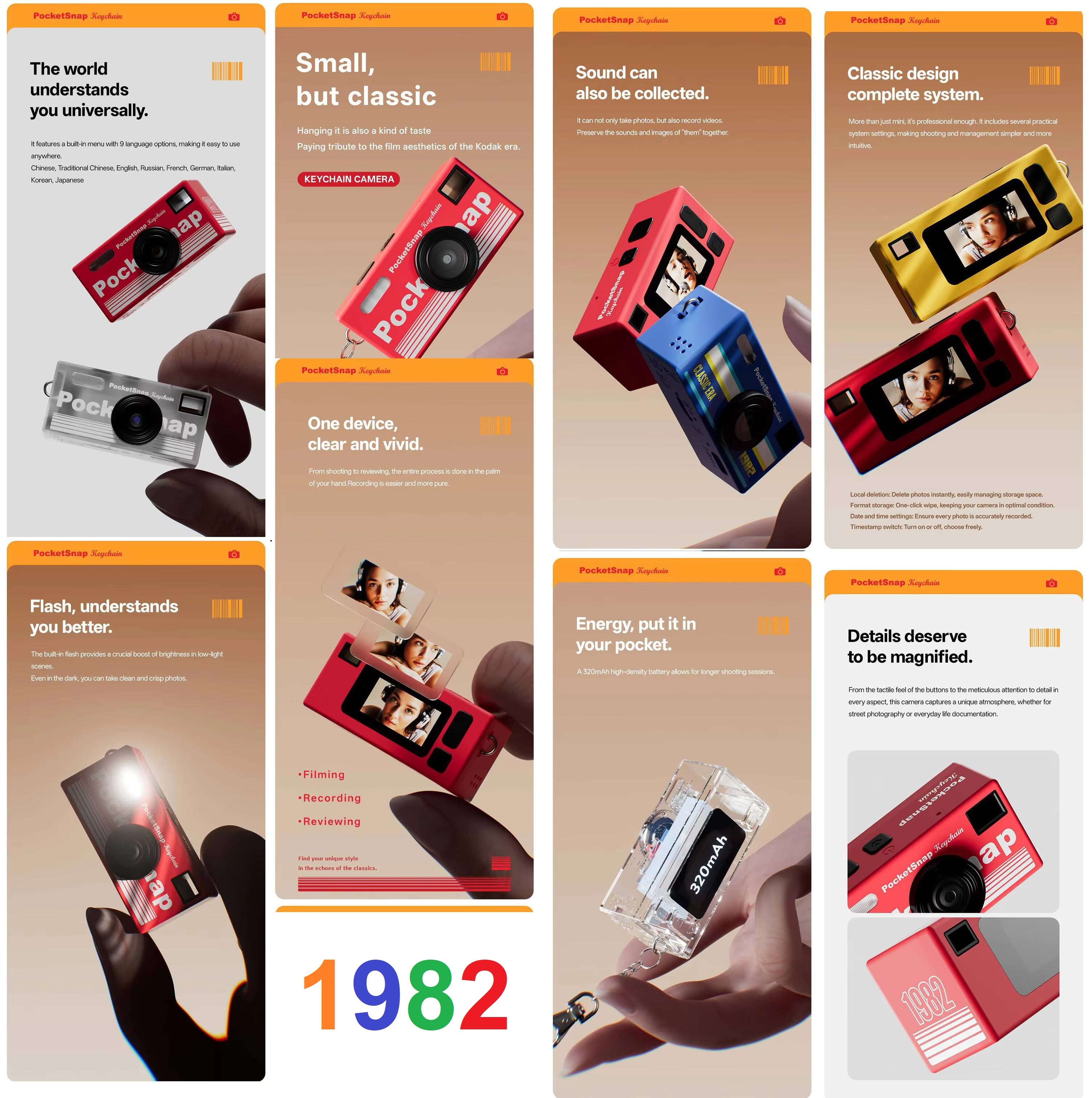 Pocket Snap mini thumb camera 1982 model กล้องจิ๋ว 1080P กล้องพวงกุญแจ ...